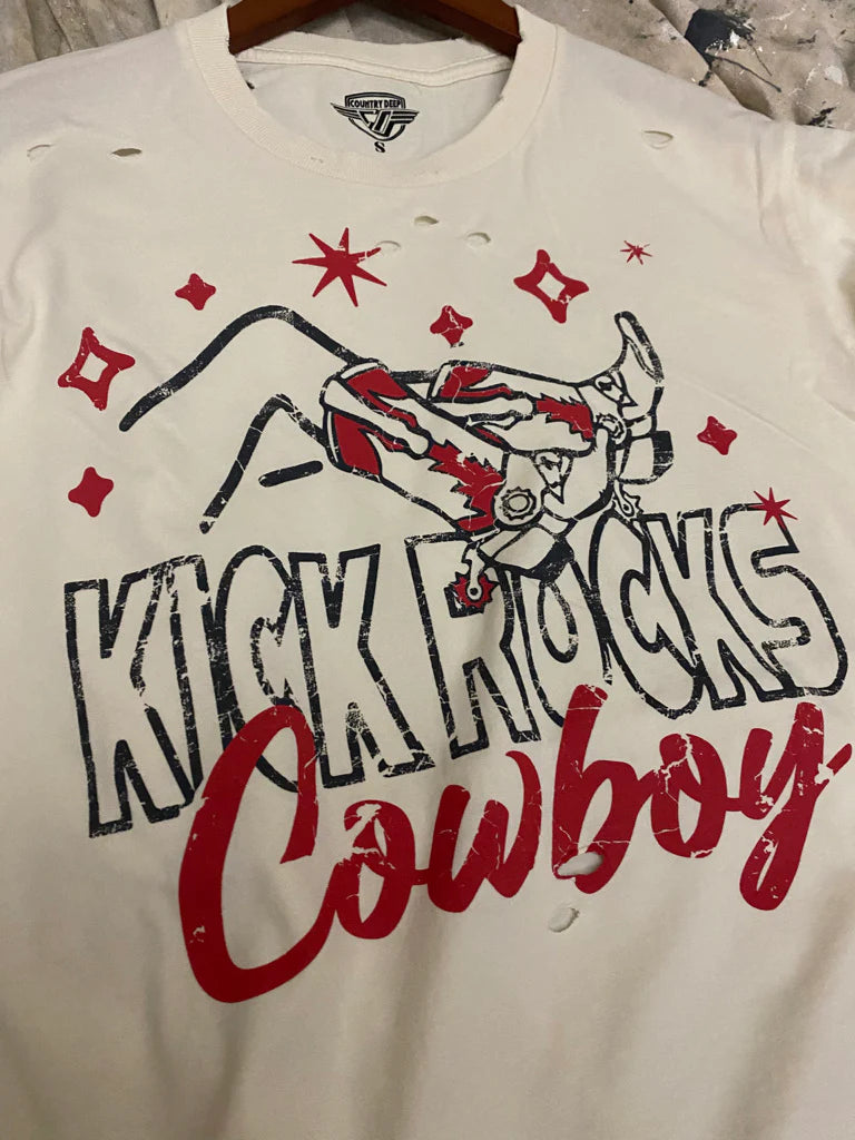 Kick Rocks Cowboy Distressed T shirt