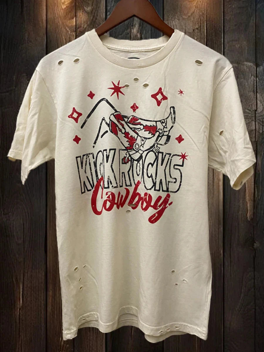 Kick Rocks Cowboy Distressed T shirt