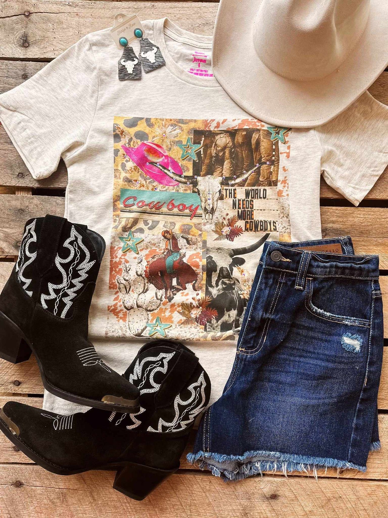 Cowboy Collage T shirt
