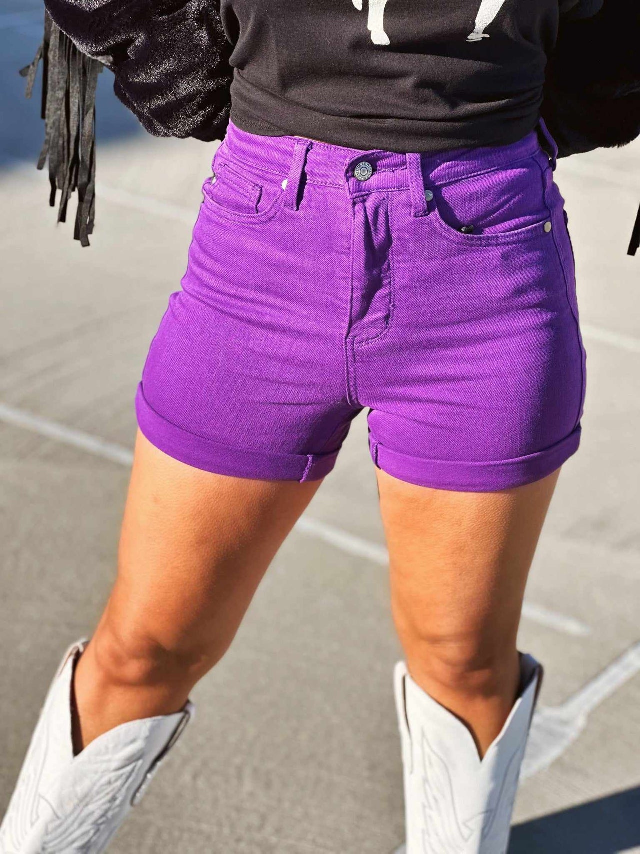 Judy Blue Tummy Control Shorts - Purple
