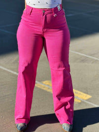 Thumbnail for Judy Blue High Waisted 90's Straight Jean - Hot Pink