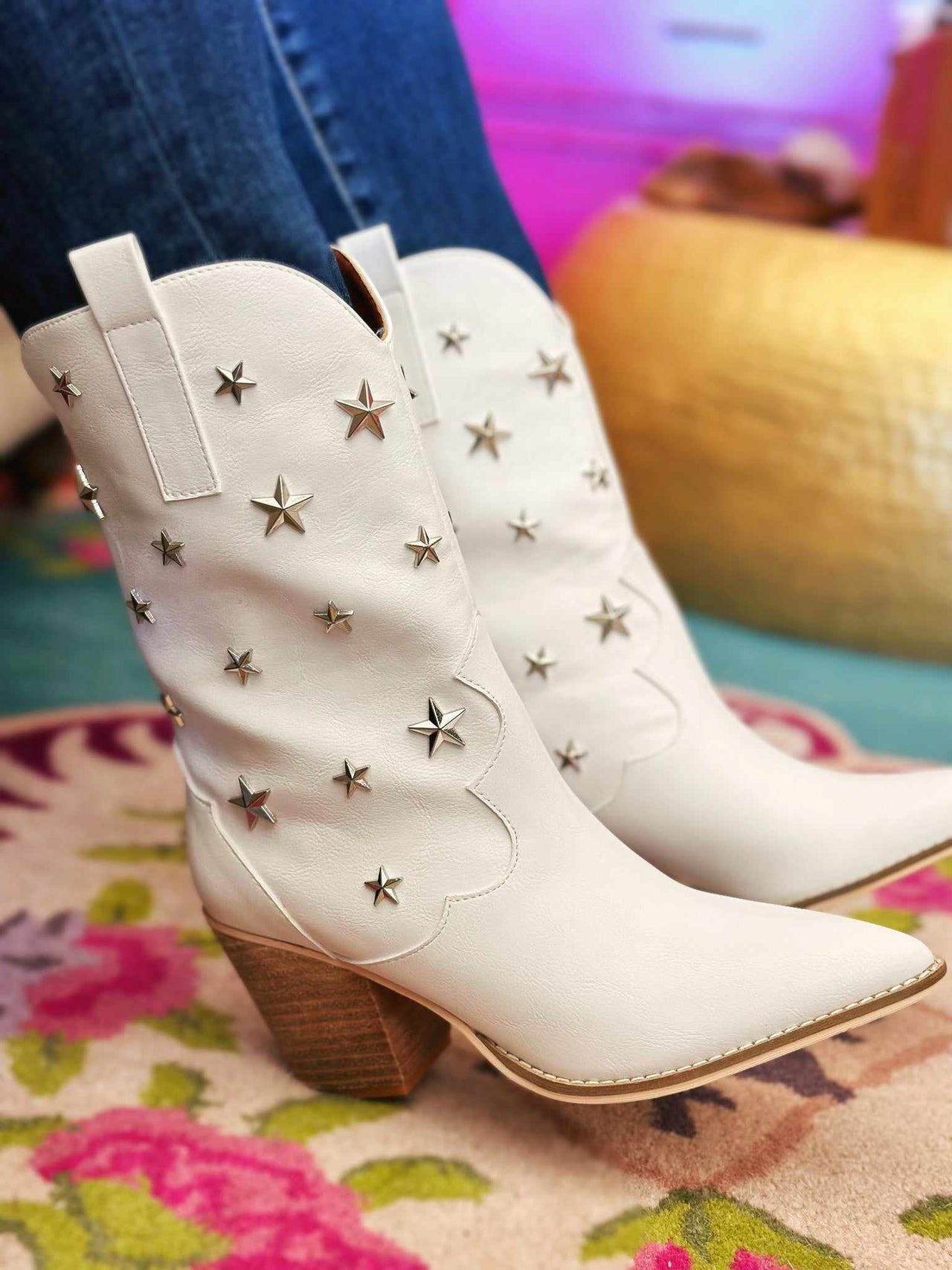 White western booties with stars