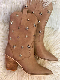 Thumbnail for Brown western boots with stars for women
