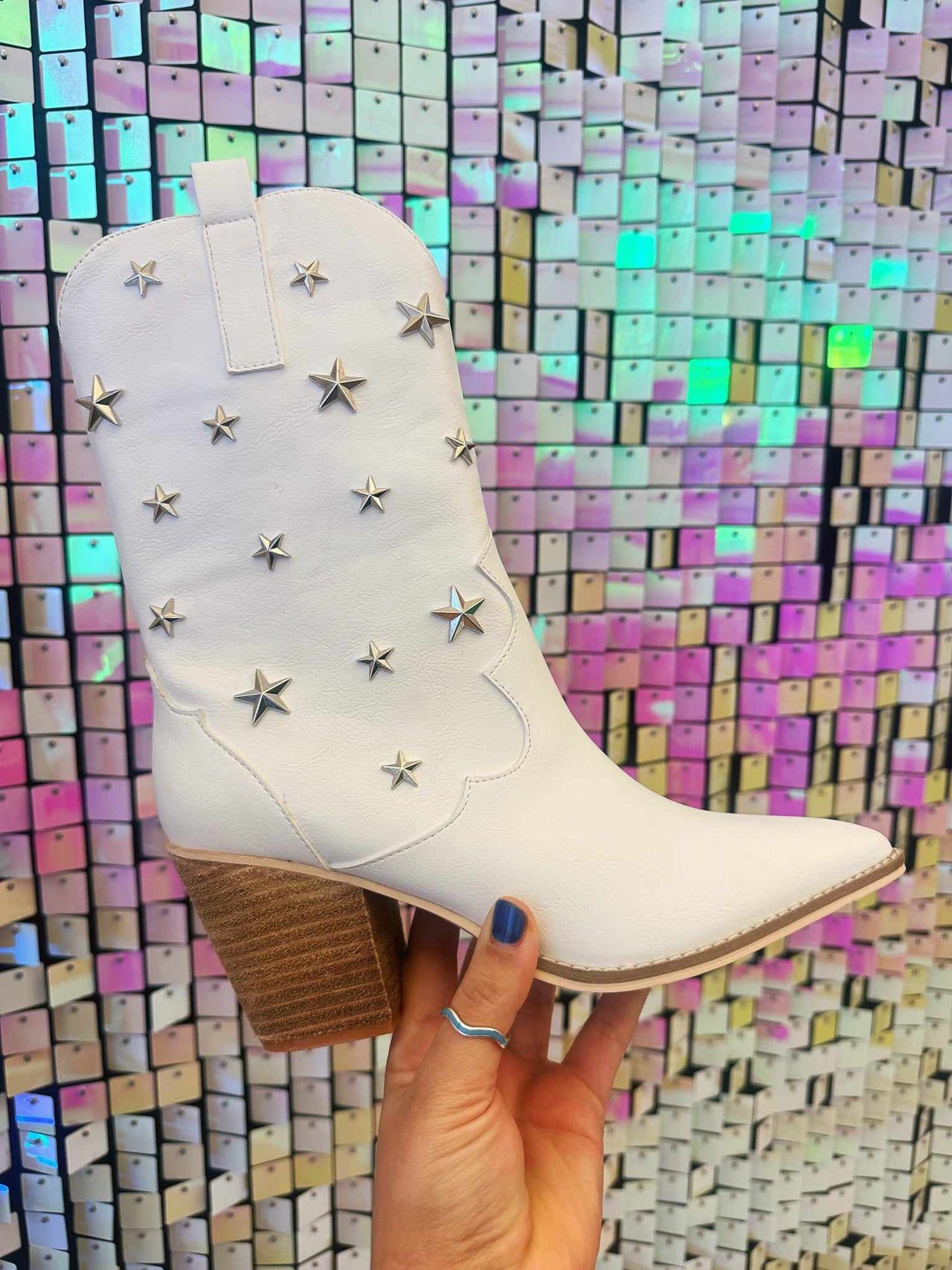 White western boots with metal stars
