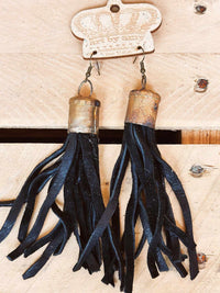 Thumbnail for Black Suede Tassel Earrings