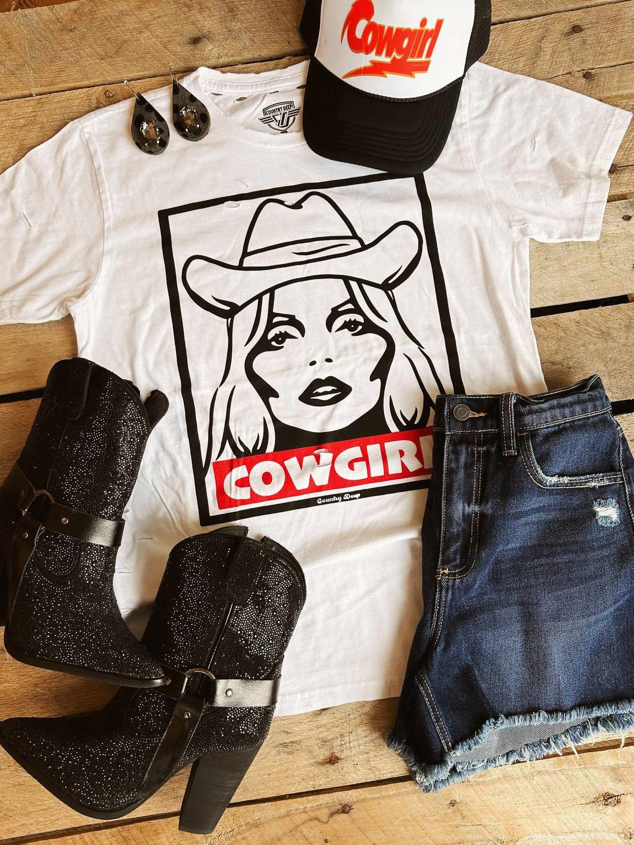 Cowgirl Distressed T shirt