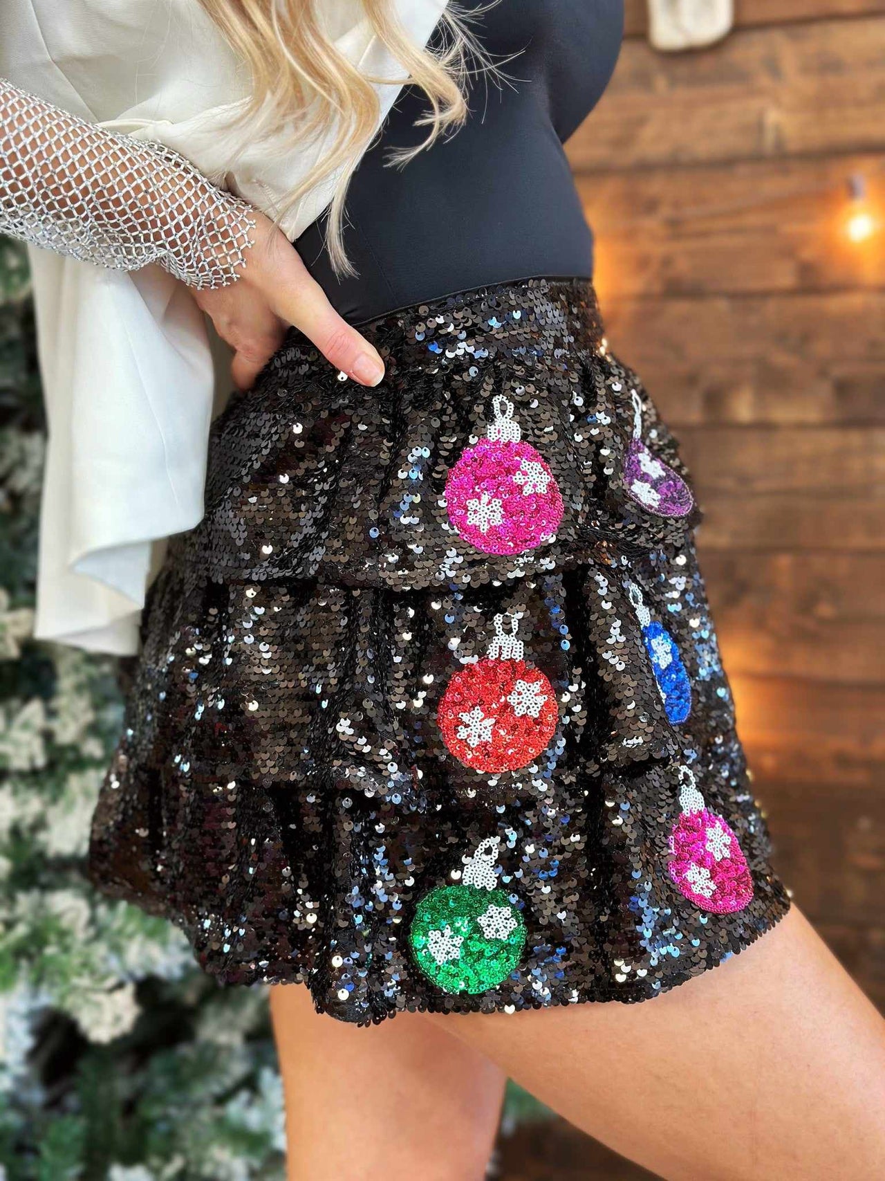 Sleigh Queen Sequin Skirt - Black