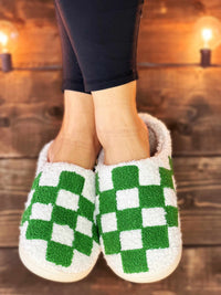 Thumbnail for Checkered Cozy Slippers - Green