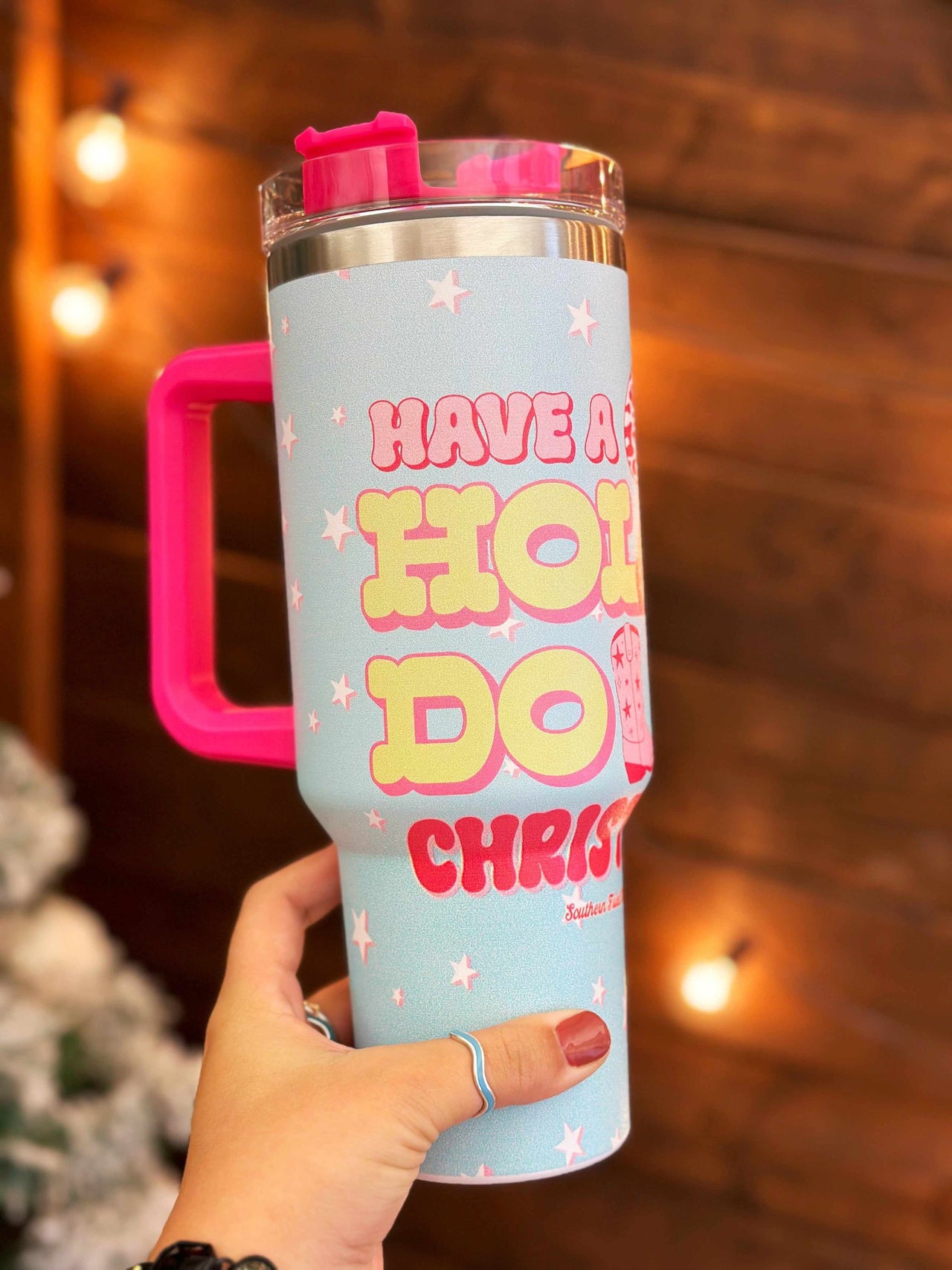 "have a holly dolly Christams" stainless steel tumbler