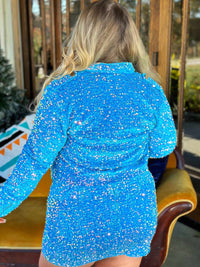 Thumbnail for Beauty & The Blue Sequin Moto Jacket