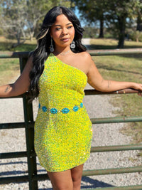 Thumbnail for Southern Belle One Shoulder Sequin Dress