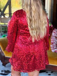 Thumbnail for Call The Shots Sequin Dress - Red