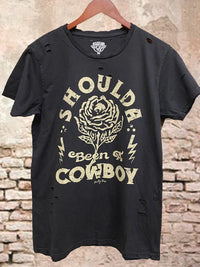 Thumbnail for Shoulda Been A Cowboy Distressed T shirt