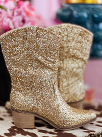 Thumbnail for Short Gold glitter boots.