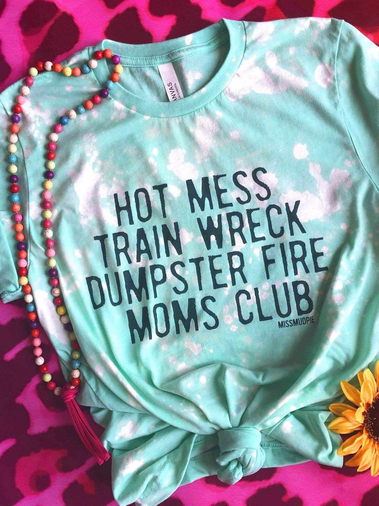 Moms Club T-shirt - Mint Splatter