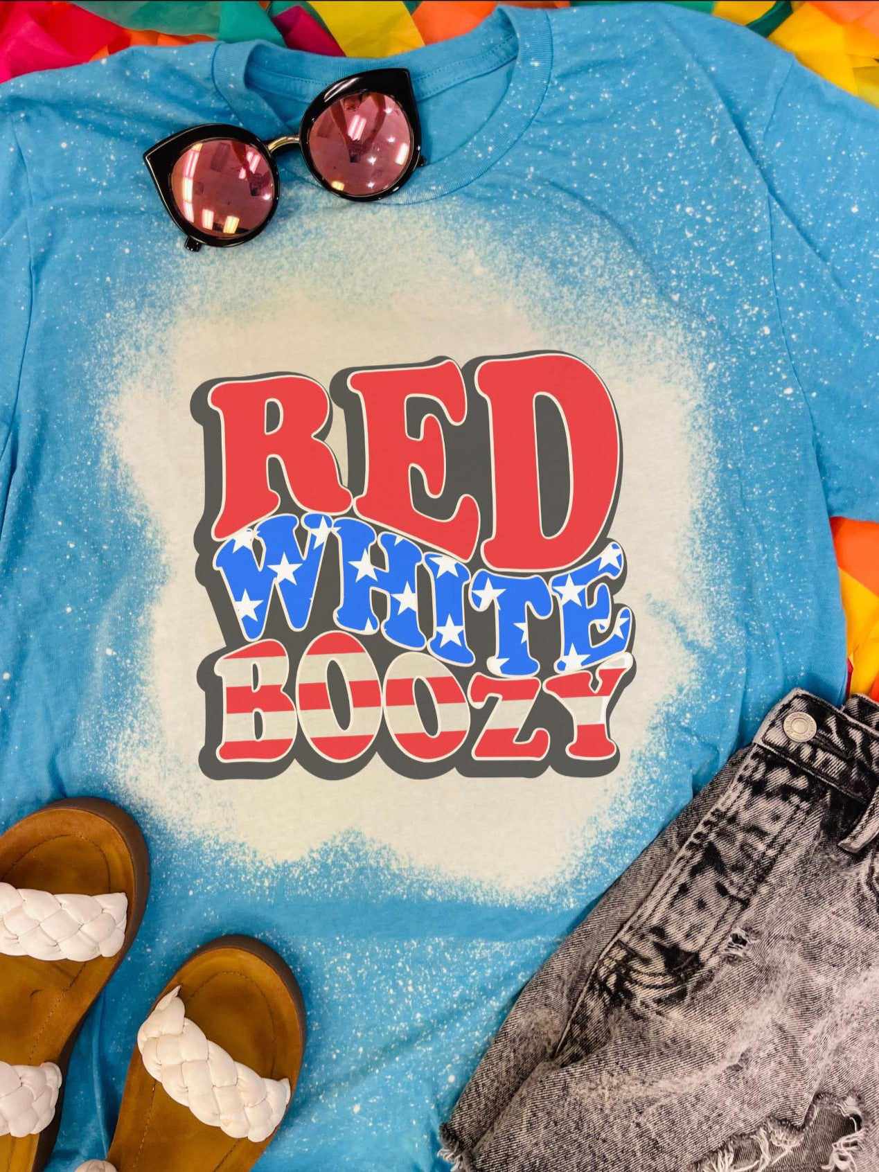 Red White Boozy Flag T shirt
