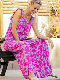 Thumbnail for Pink floral wide leg jumpsuit