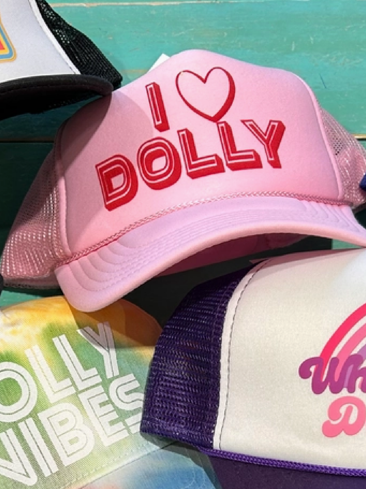 I Heart Dolly Trucker Hat - Pink