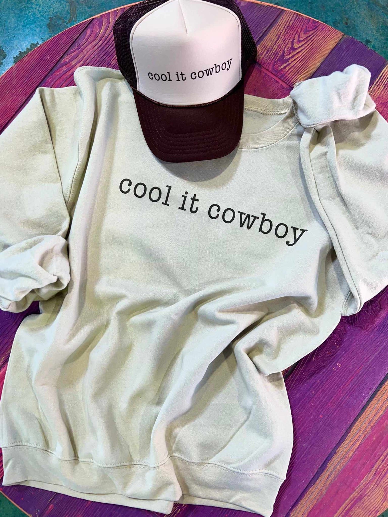 "Cool it Cowboy" sweater.