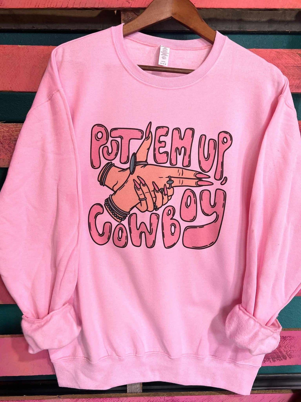 Put Em Up Cowboy Sweatshirt - Pink
