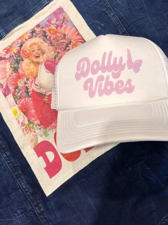 Dolly Vibes Butterfly Trucker Hat - White