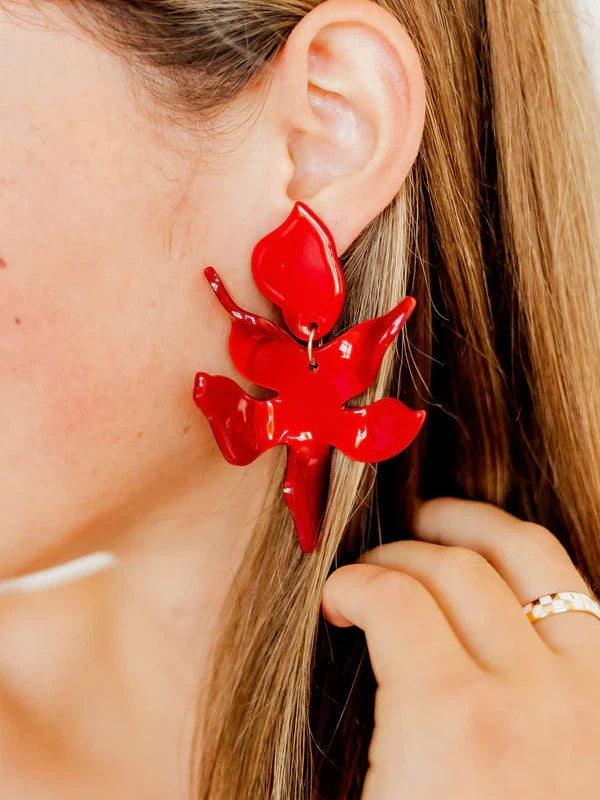 Flora Earrings - Crimson