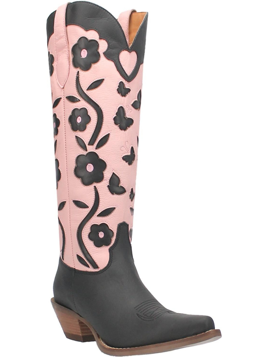 Pink and Black floral western boots.