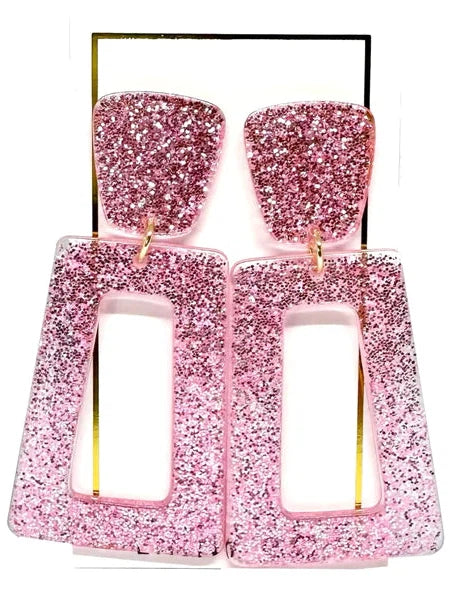 Kennedy Earrings - Pink Glitter