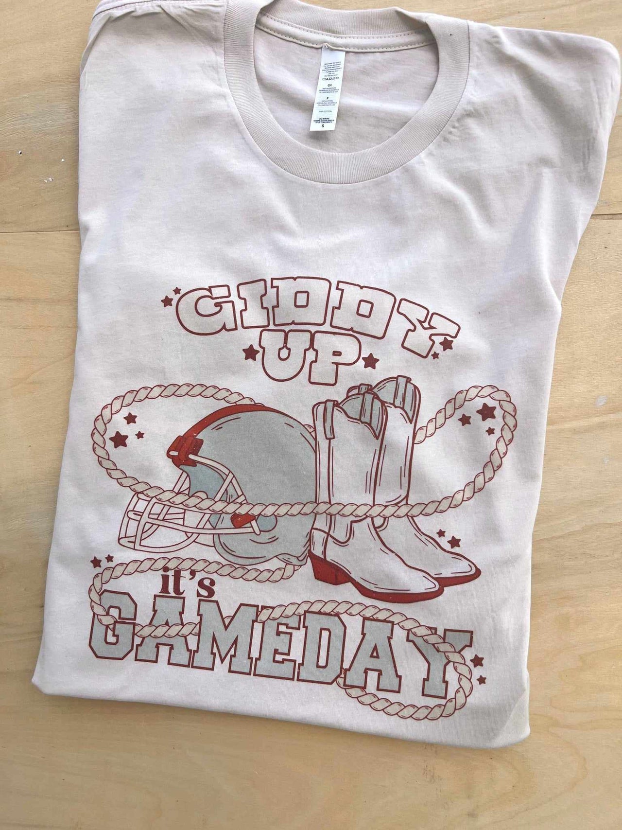 Giddy up its Gameday Blue White Graphic Tee – Pink Lily