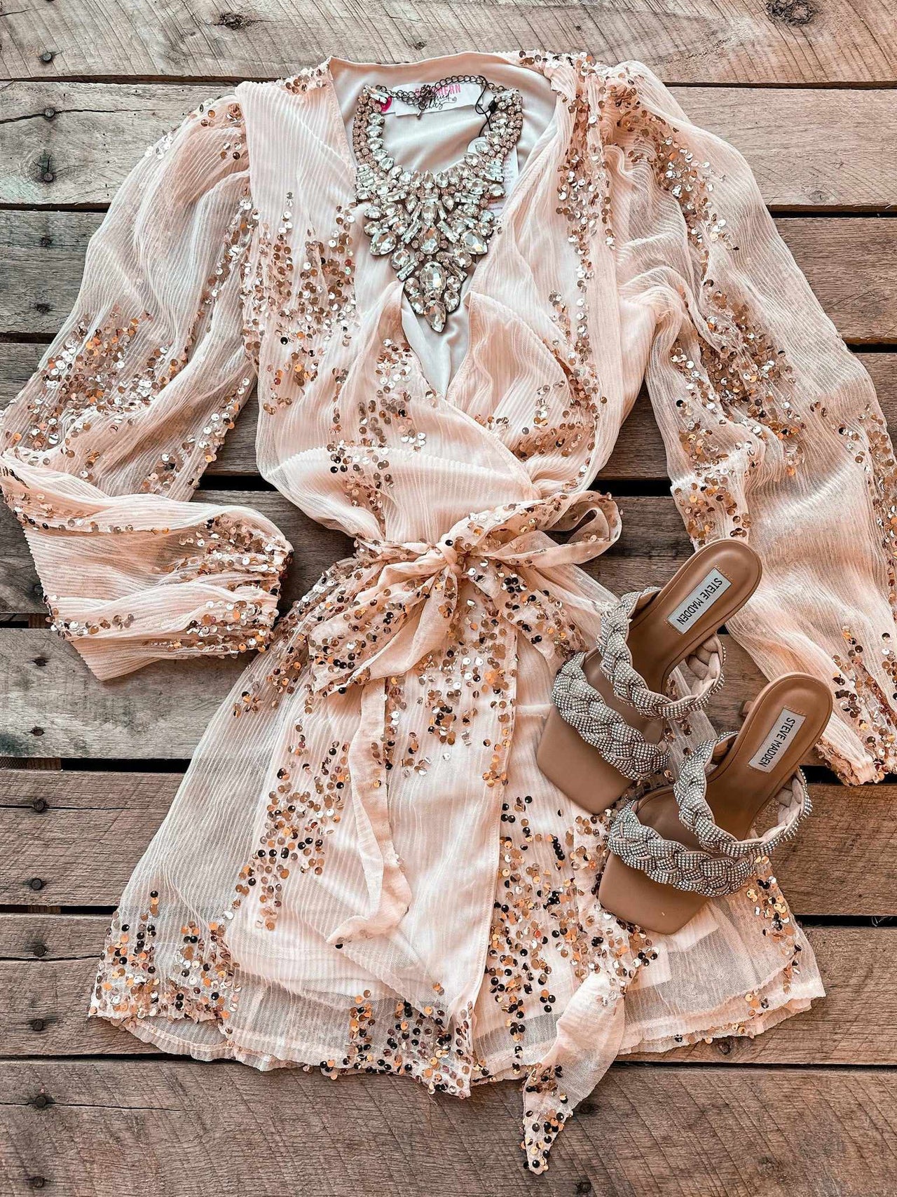 PREORDER Pop The Bubbly Sequin Dress - Blush