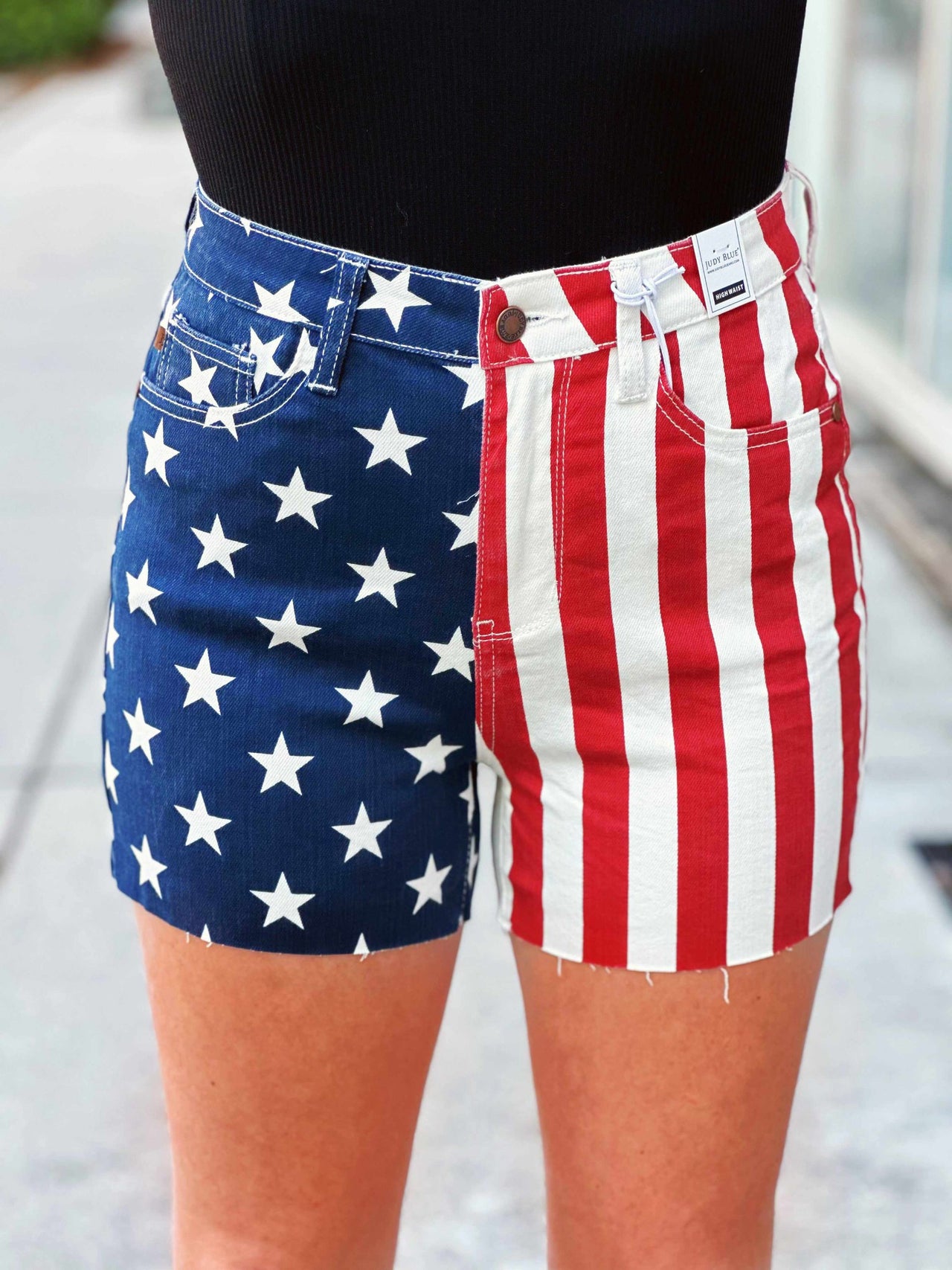Judy Blue High Waisted American Flag Dray Denim Shorts