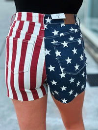 Thumbnail for Judy Blue High Waisted American Flag Dray Denim Shorts