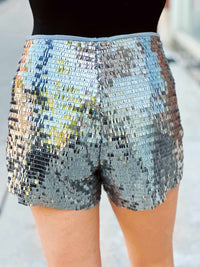 Thumbnail for Wined And Dined Sequin Shorts - Silver