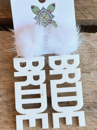 Thumbnail for Here Comes The Bride Earrings - White With White Pom