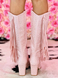 Thumbnail for Rowdy Rhinestone and Fringe Boot - Light Pink