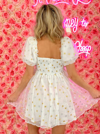Thumbnail for White dress with puffed sleeves and stars