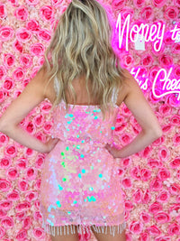 Thumbnail for Take The Selfie Sequin Dress - Pink