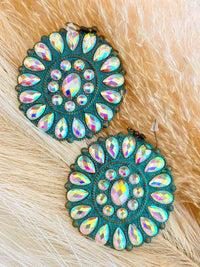 Thumbnail for Turquoise crystal concho earrings