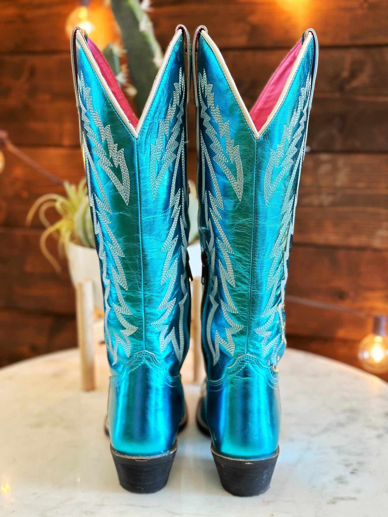 Metallic cowgirl boots.