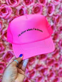 Thumbnail for I'm Nicer When I'm Drunk Trucker Hat - Neon Pink