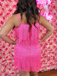 Thumbnail for Pink fringe party dress.