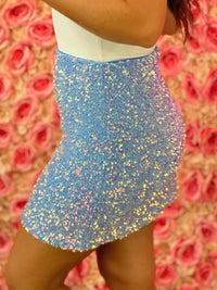 Thumbnail for Find The Spotlight Sequin Skirt - Periwinkle Blue