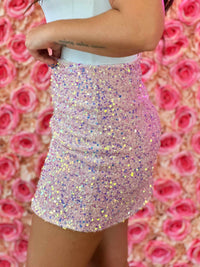 Thumbnail for Find The Spotlight Sequin Skirt - Baby Pink
