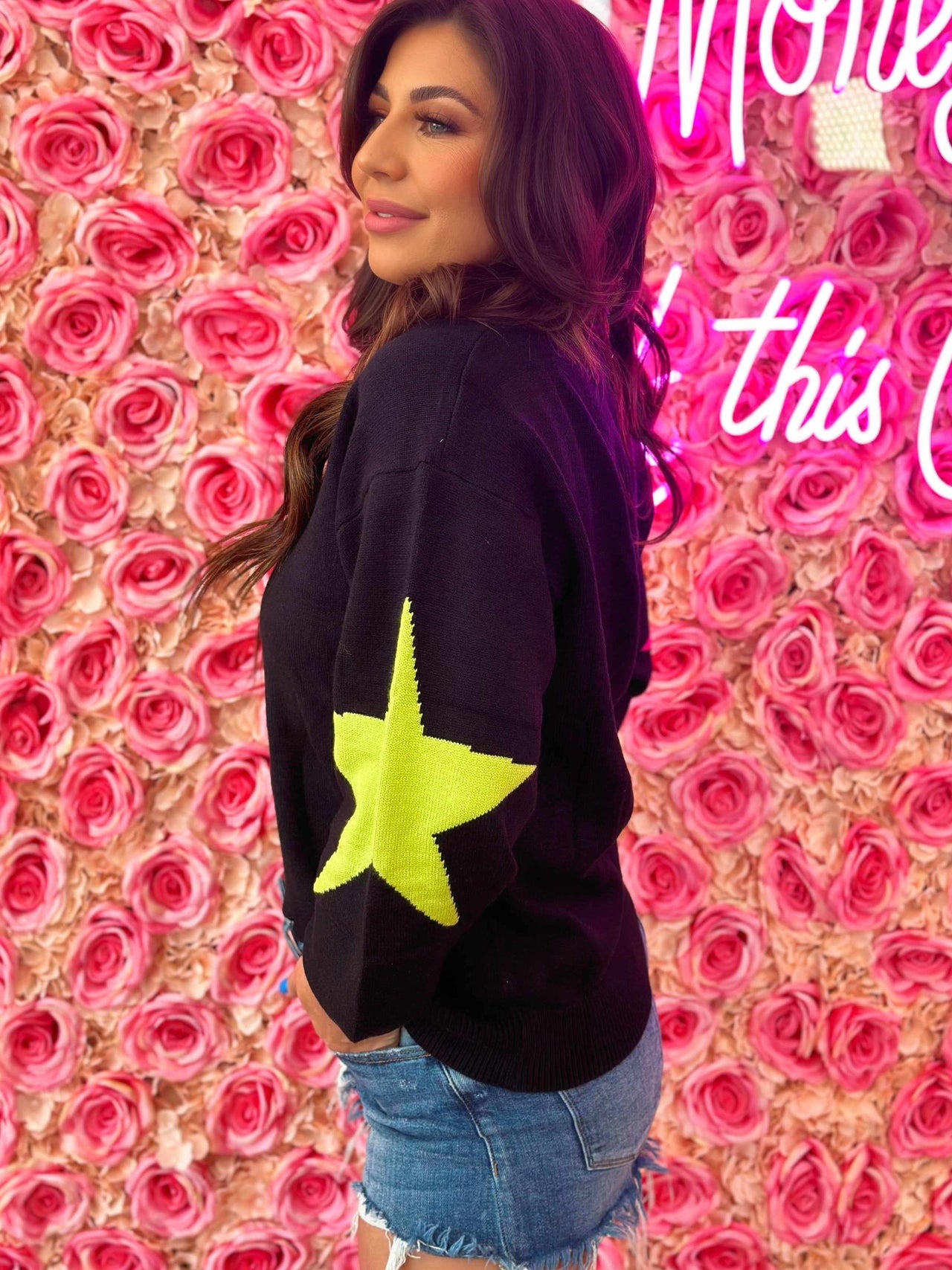 All For You Star Sweater - Black