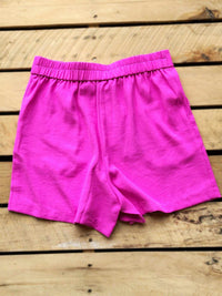Thumbnail for Pink pleated tailored shorts made with recycled materials