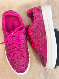 Thumbnail for Be Dazzled In Rhinestone Sneakers - Fuchsia