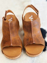 Thumbnail for Tan wedge slingback sandal