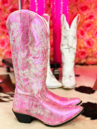 Thumbnail for OOPS BOOTS - Tania Cowgirl Boot - Dusty Rose Metallic