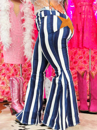 Thumbnail for All Eyes On You Striped Flares - Navy