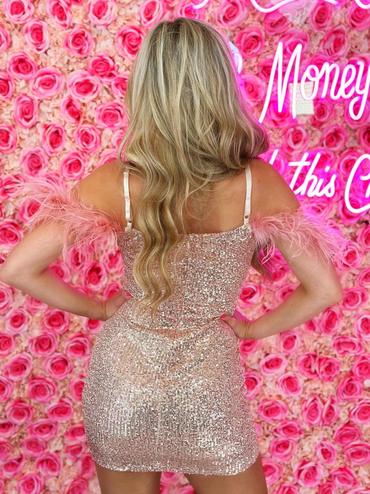 Poppin Champagne Sequin Dress